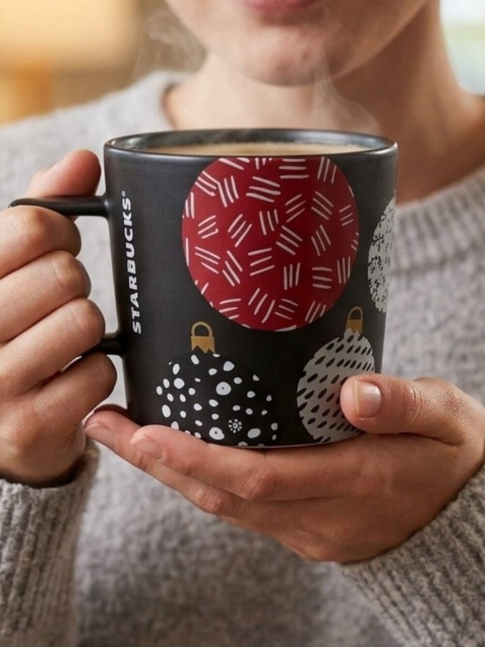 Starbucks Mug 2016 Holiday coffee cup Black Red Multicolor Home 14oz